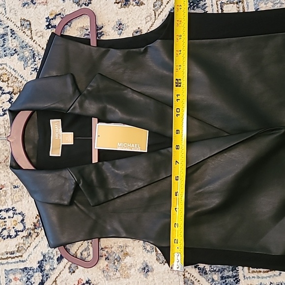 NWT: MICHAEL KORS AUTHENTIC WOMENS BLACK FAUX LEATHER LONG VEST SIZE XS - Picture 12 of 16